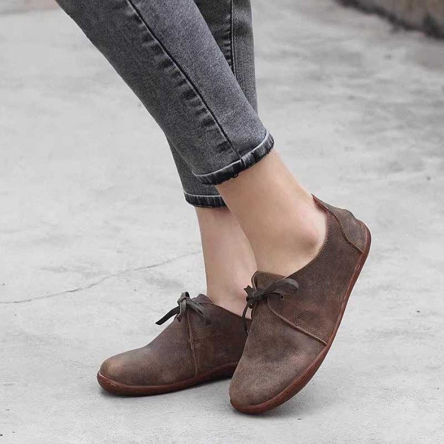 Dwarves Leather Lace-Up Casual Shoes Flat Ankle Shoes