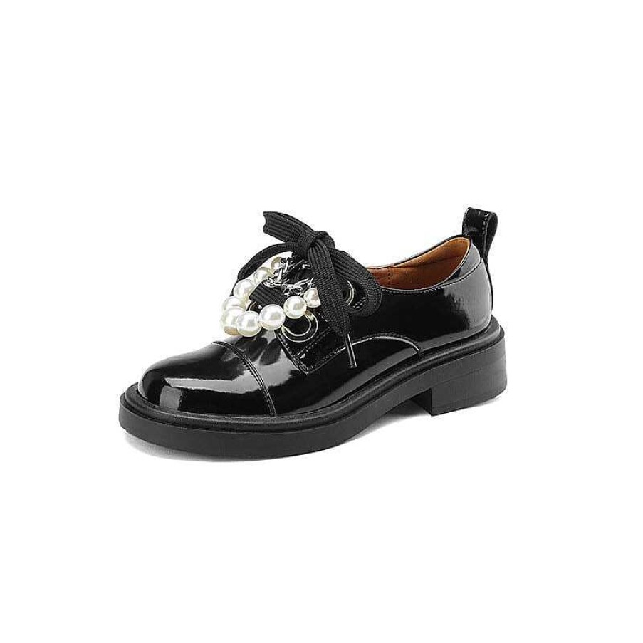 Dwarves Women Cap Toe Lace Up Peal-Embellishment Chunky Derby Shoes In / /