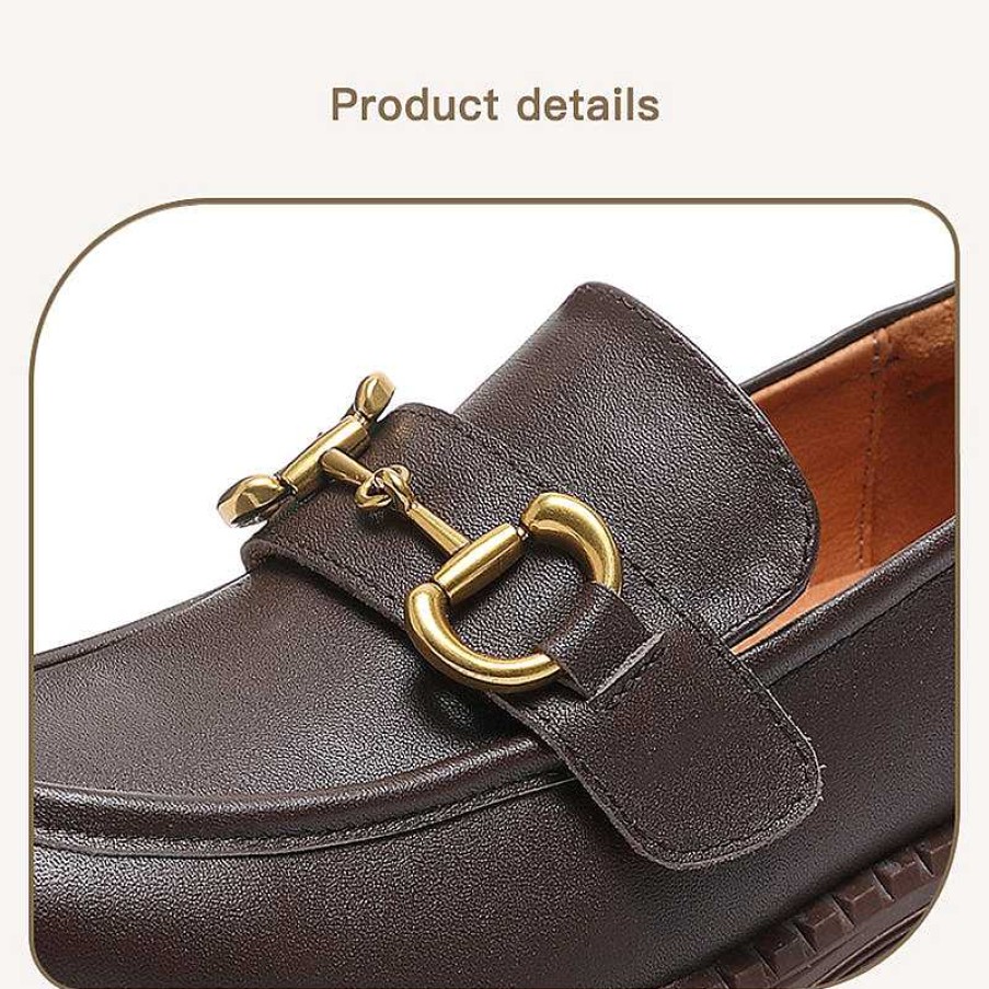 Dwarves Leather Metal Buckle Platform Loafers For Women In /