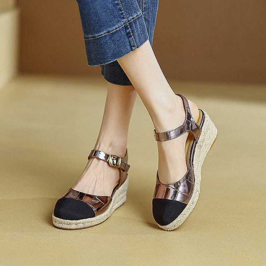 Dwarves Slingback Espadrille-Wedge Leather Sandals In / /