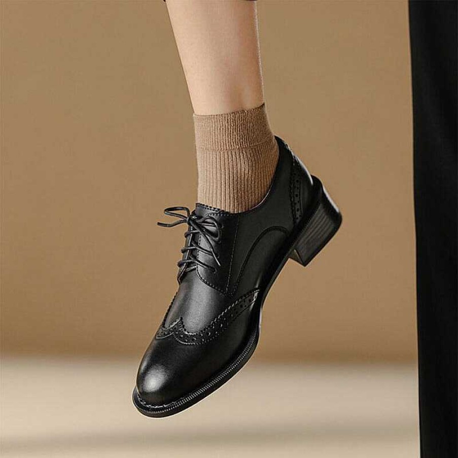 Dwarves Handmade Wingtip Shoes Women'S Genuine Leather Lace Up Brogues In /