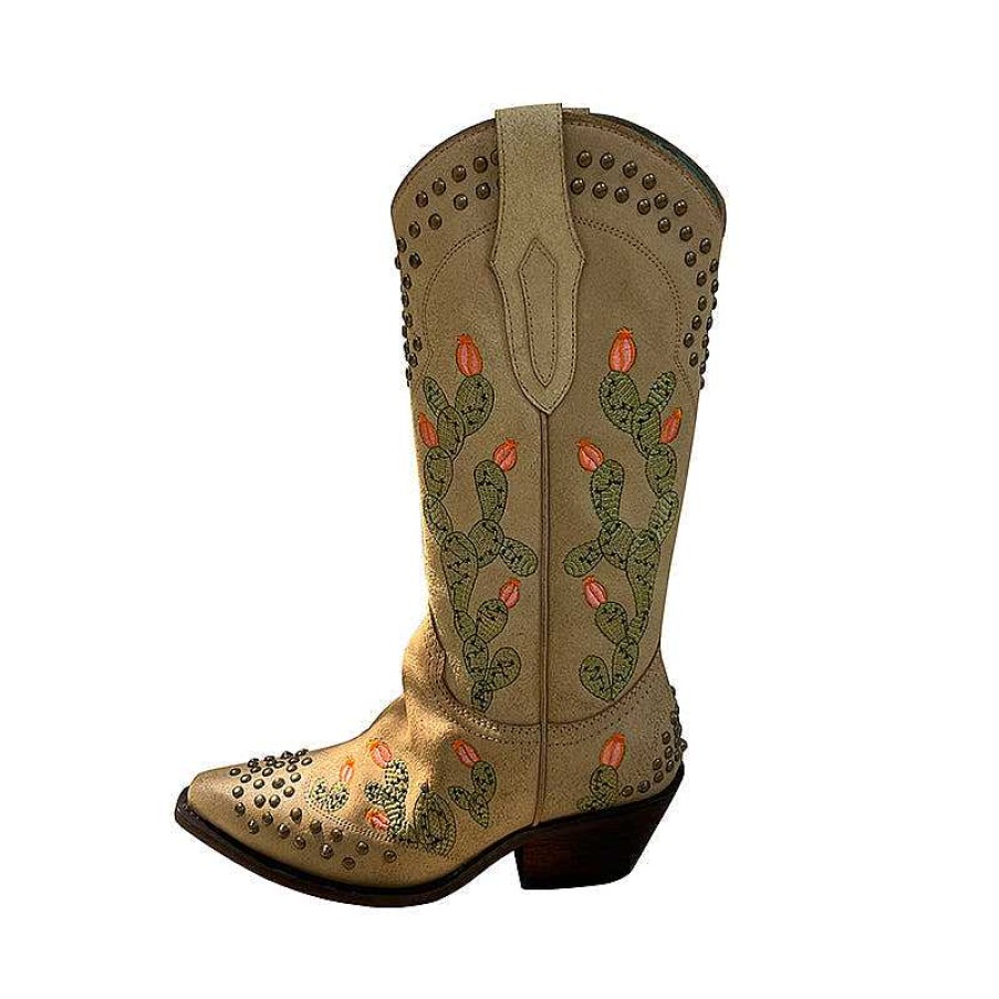 Dwarves Womens Western Embroidered Boots Rivet Decorate Contrast-Stitching Cowboy Boots