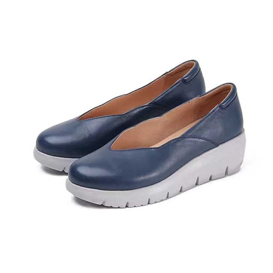 Dwarves Soft Leather Loafers For Women Light Wedge Heel In / / /