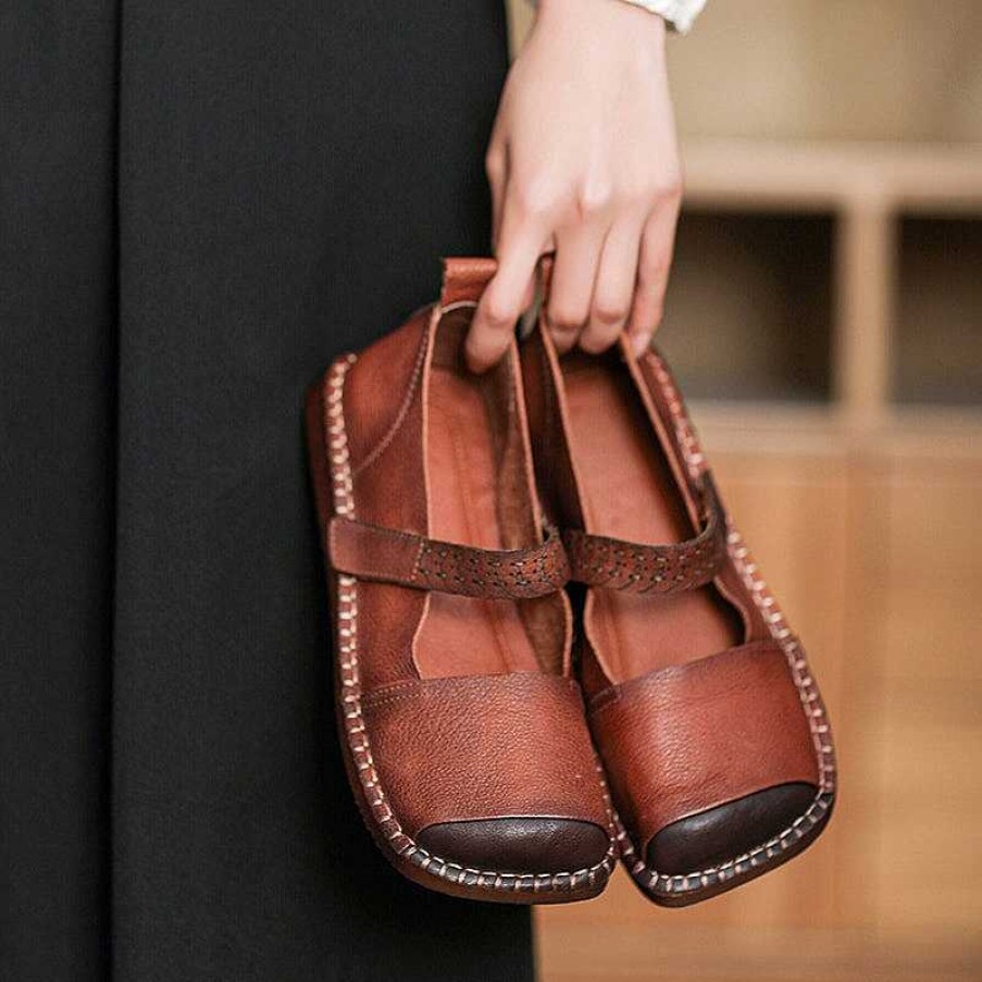 Dwarves Handmade Genuine Leather Loafer Slip On Breathable Mary Jane Shoes /