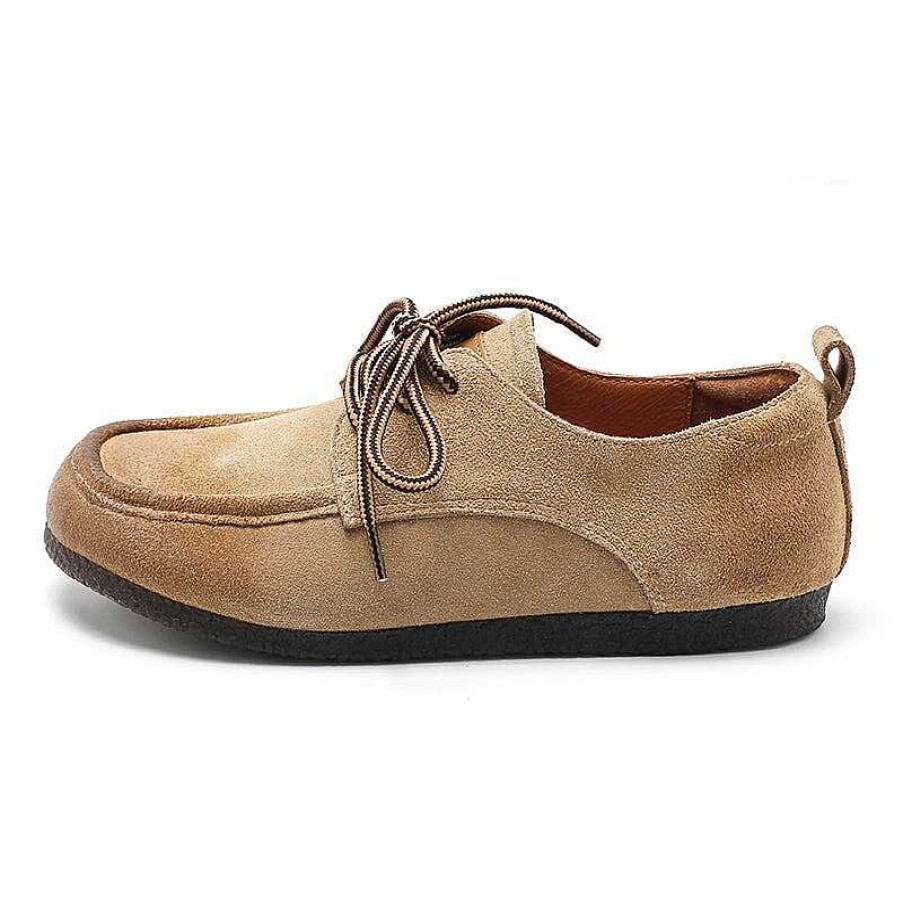 Dwarves Designer Shoes Soft Lace Up Oxfords Suede Leather Derby Flats For Women Handmade