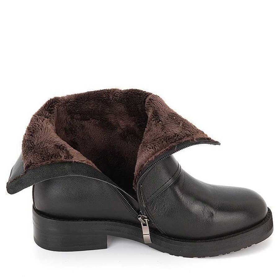 Dwarves Womens Retro Leather Short Boots For Cold Winter Lining Side Zip