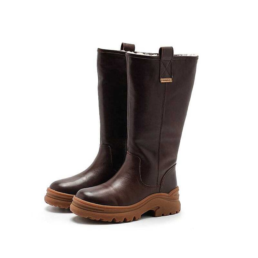 Dwarves Dwarves Leather Knee High Boots Snow Boots Have Shearling Lined For Cold Winter In Black/Brown/Coffee