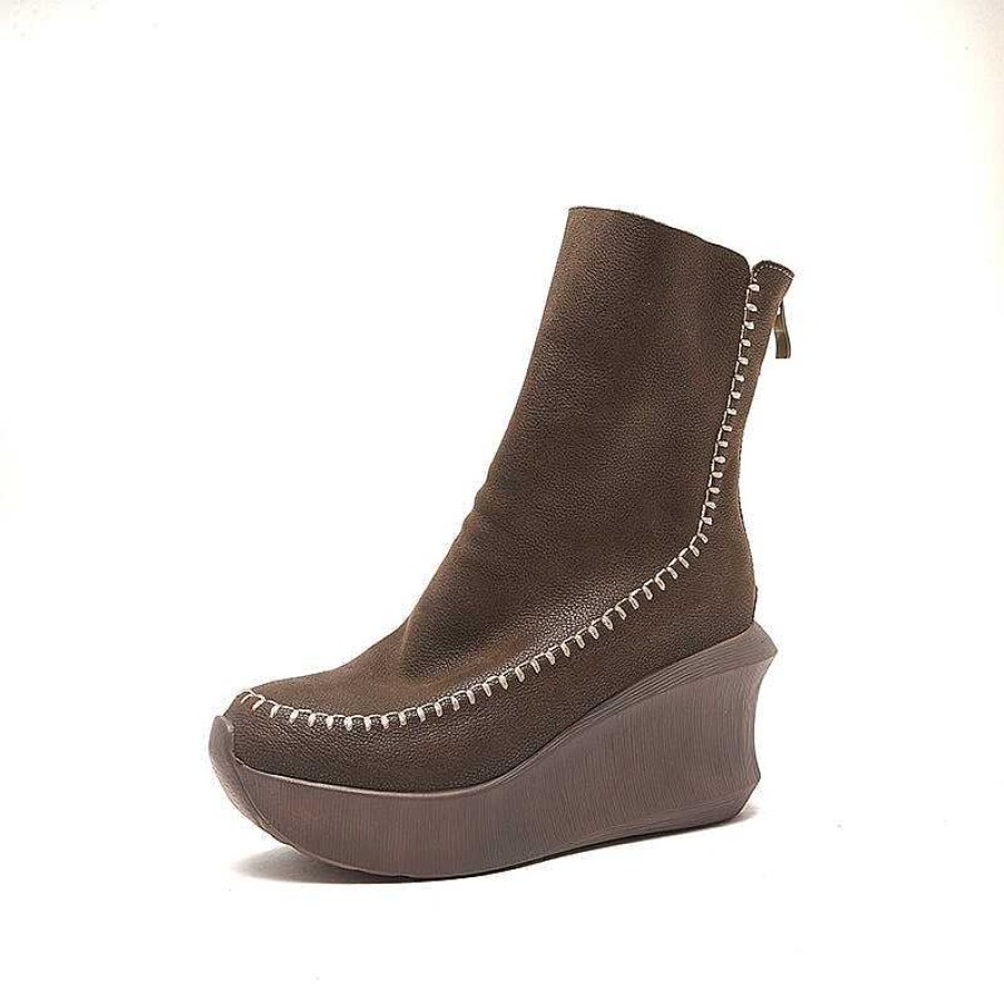 Dwarves 80Mm Wedge Ankle Boots For Women Handmade Leather Designer Ankle Booties In /