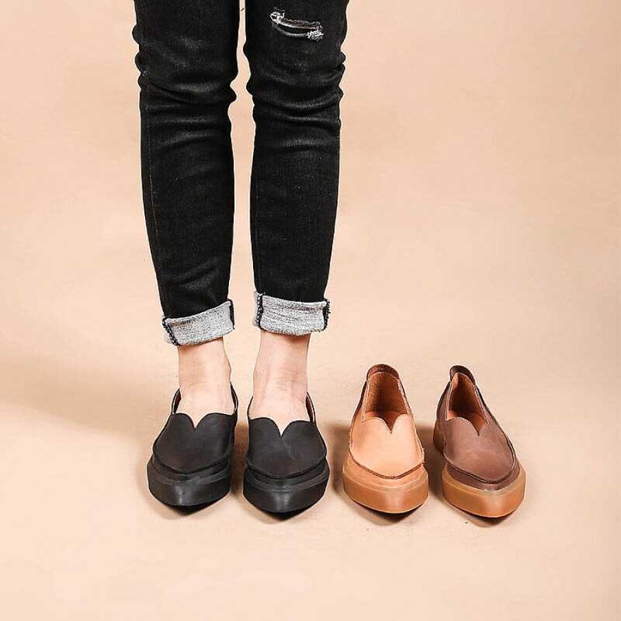 Dwarves Witch Style Point Toe Calfskin Flat Loafers In / /