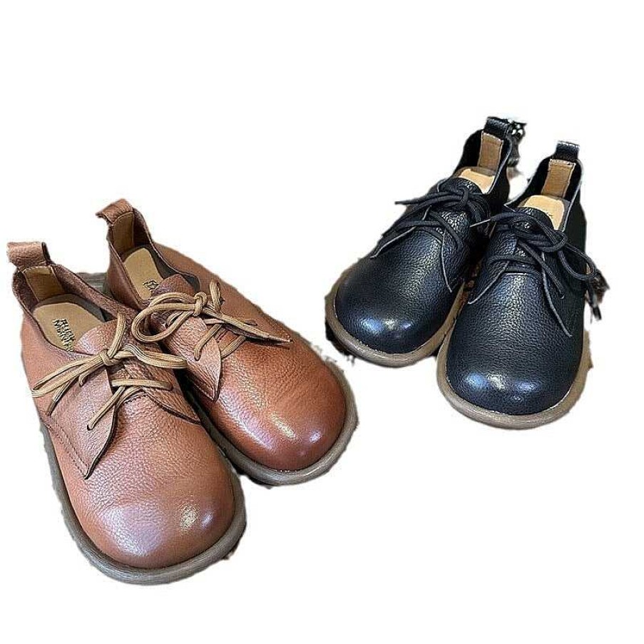 Dwarves Women'S Oxford Derby Shoes Soft Round Toe Lace Up Leather Shoes In /