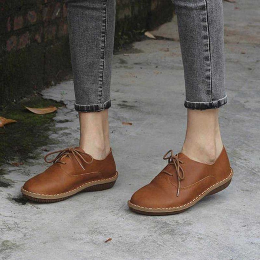 Dwarves Oxfords & Tie Flats Women Handmade Cowhide Leather Loafers