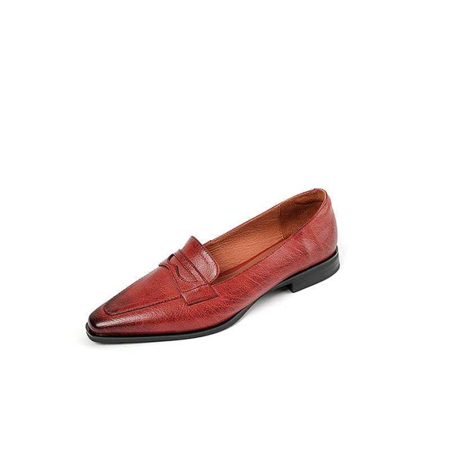 Dwarves Soft Leather Slip On Flat Loafers In /