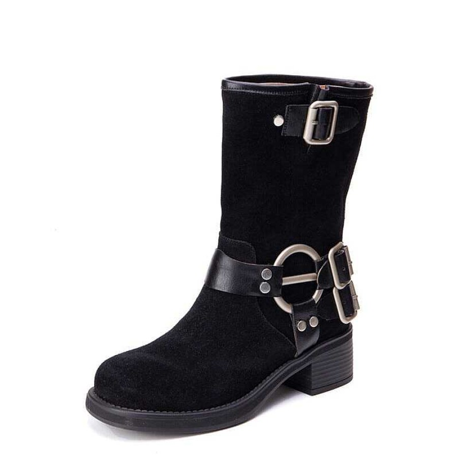 Dwarves Suede Leather Short Boots For Women Buckle Boots Big Round Toe In / /