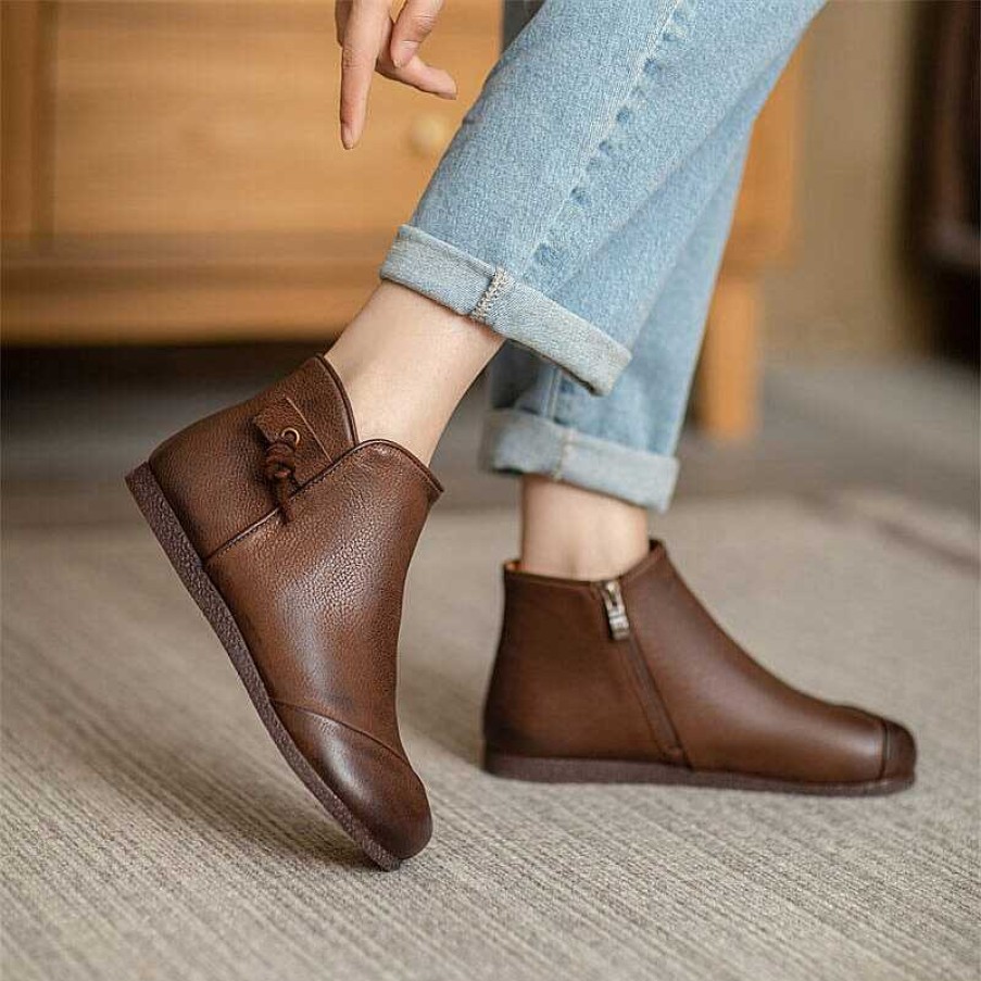 Dwarves Mori Style Elegant Ankle Booties Low Heel Handmade Chelsea Boots In /