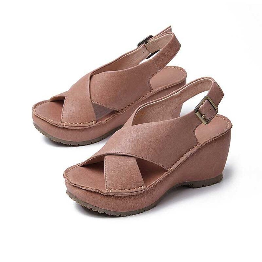 Dwarves Handmade Leather X Strap Sandals Open Toe Wedges Sandals In / /