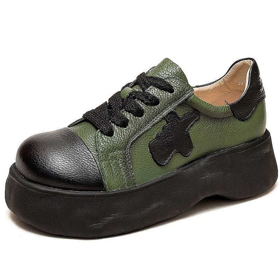 Dwarves Leather Platform Sneakers For Women Low-Top Lace Up In /