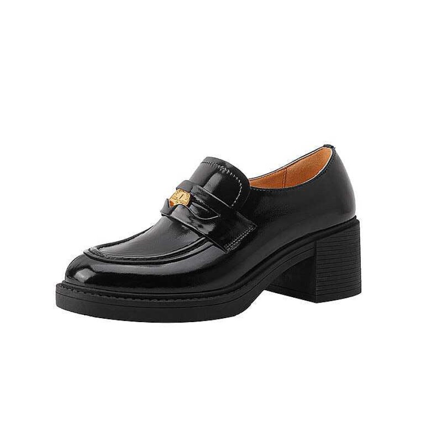 Dwarves Patent Leather Penny Loafers For Women Block Heel In /