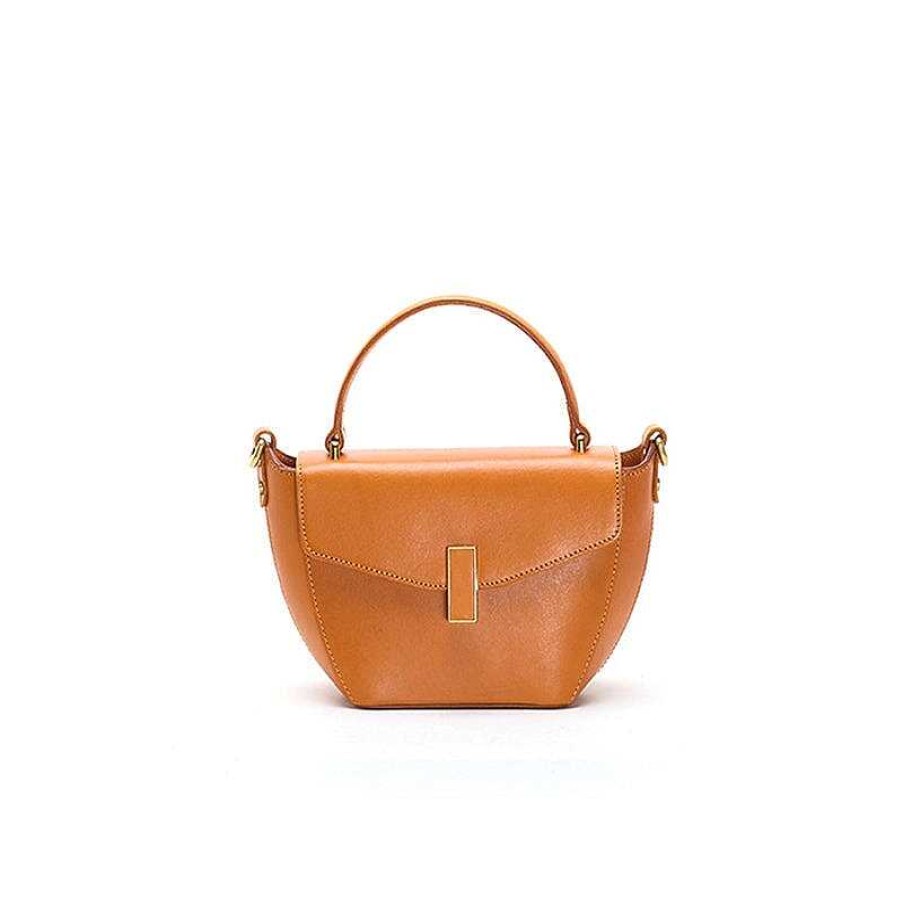 Dwarves Dwarves Fashion Lock Shoulder Bag Vegetable Tanned Leather Crossbody Women'S Bag