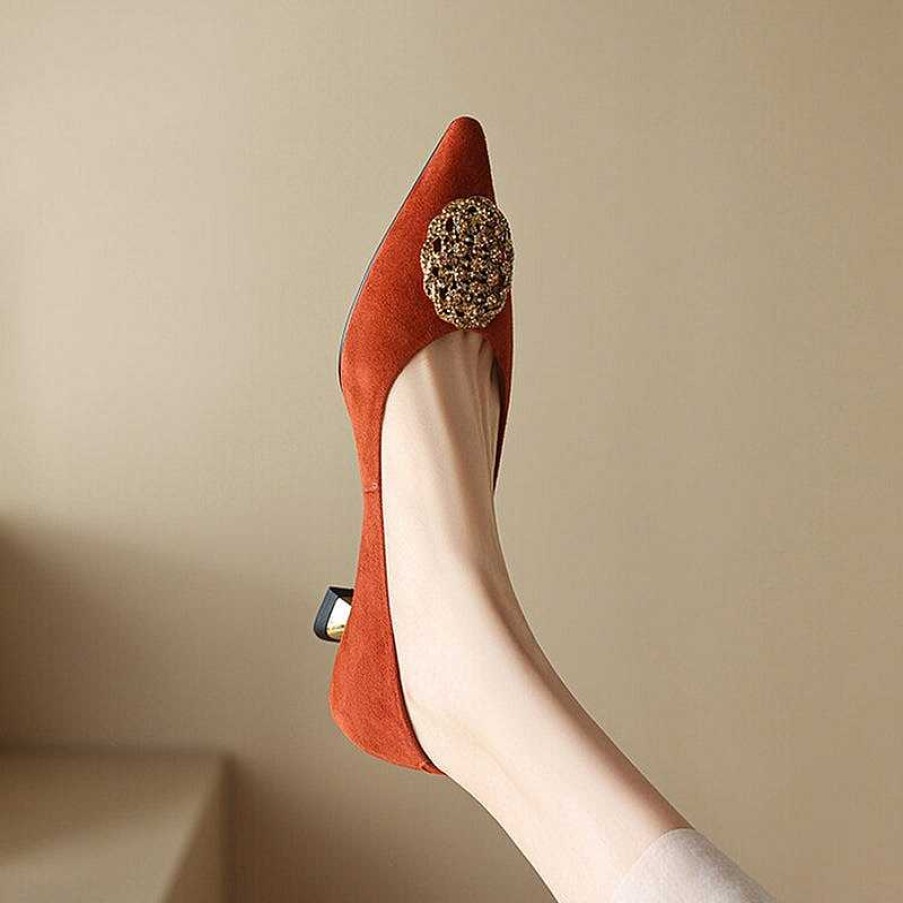 Dwarves Suede Point Toe Kitty Heel Slip-On Pumps Office Shoes In /