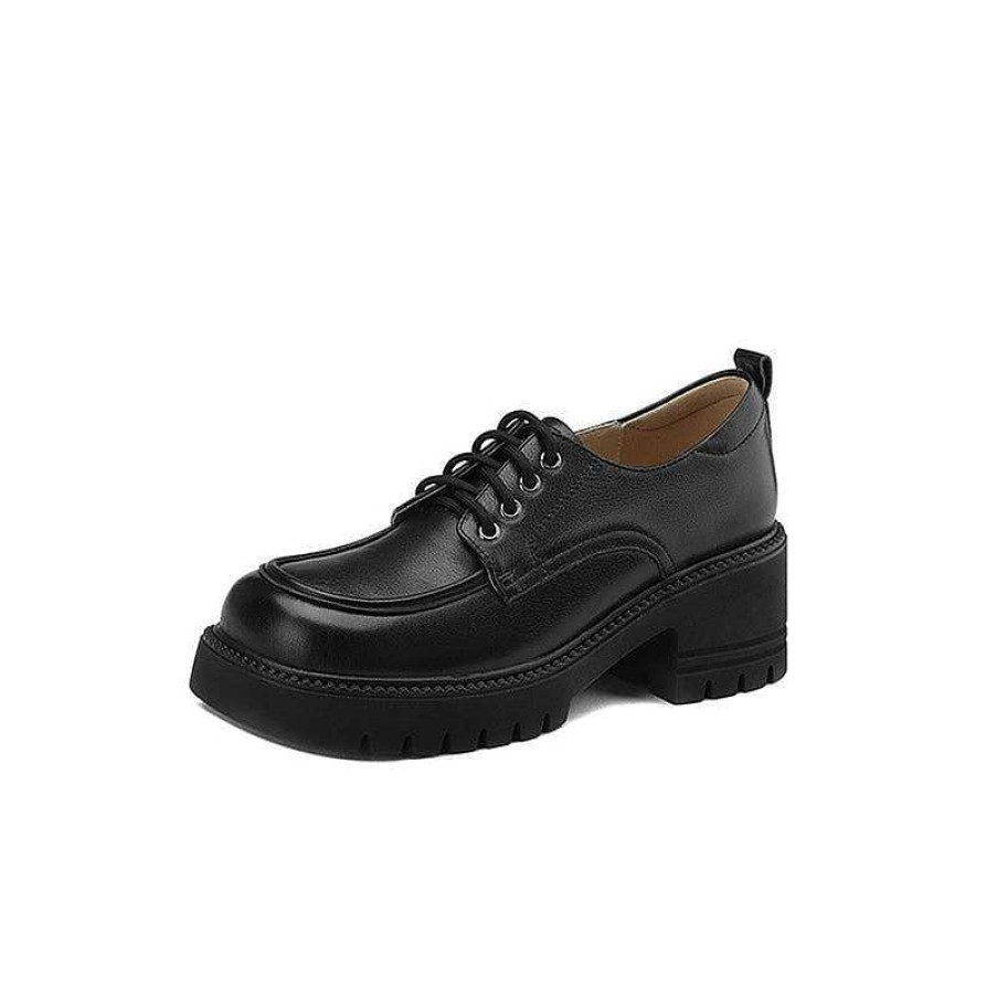 Dwarves Handmade Genuine Leather Platform Oxford Shoes Square Toe In /