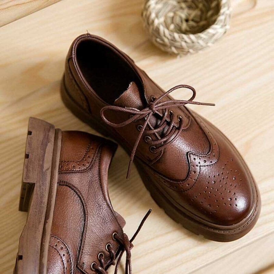 Dwarves Wingtip Oxford Shoes Women'S Genuine Leather Lace Up Full Brogues In /