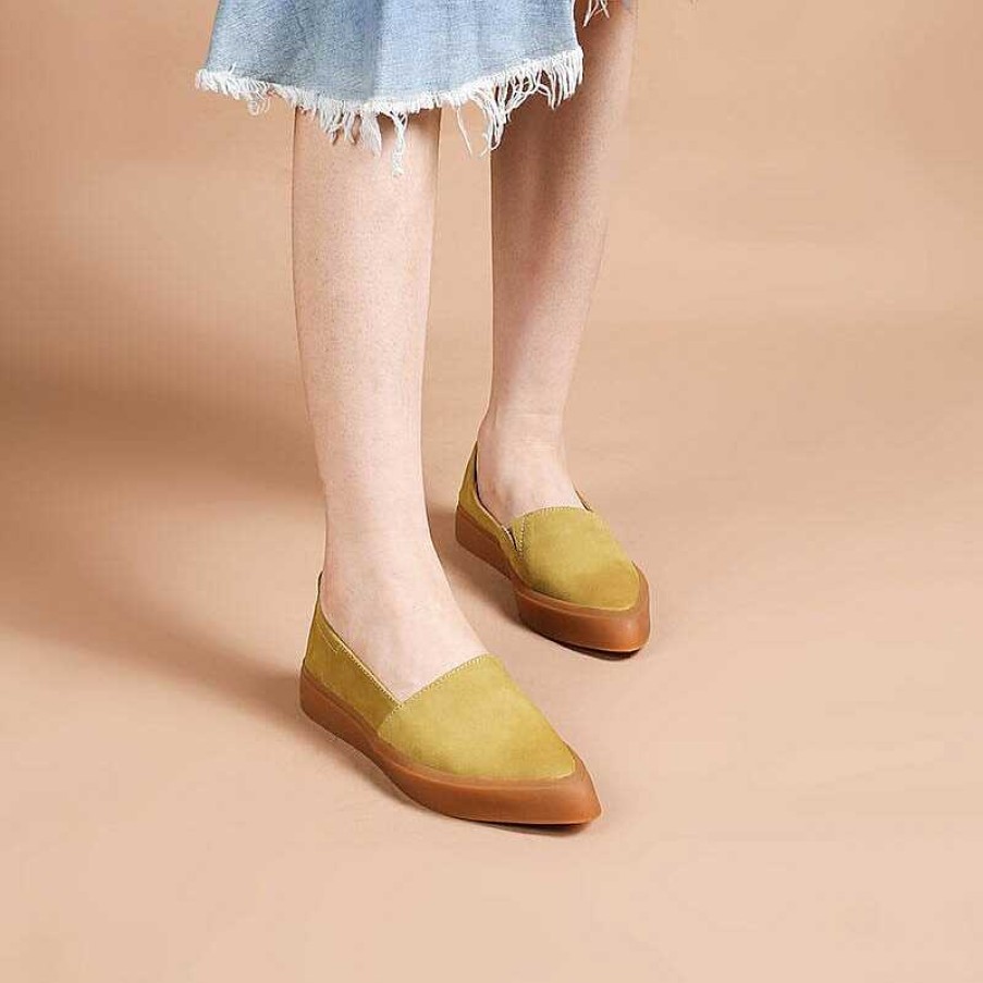 Dwarves Soft Leather Flat Slip On Loafers For Women Point Toe Witch Shoes