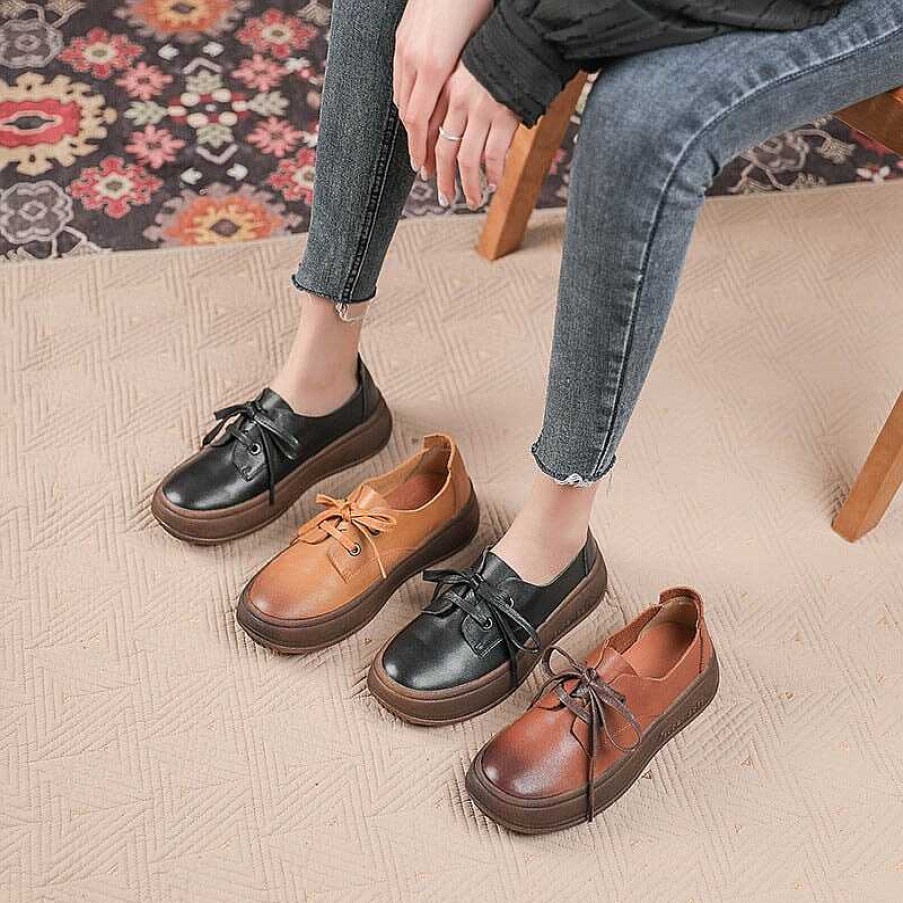 Dwarves Handmade Leather Derby Shoes For Women Soft Bottom In / /