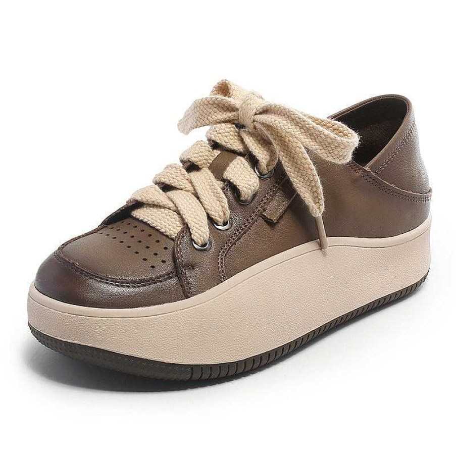 Dwarves Leather Platform Breathable Sneakers For Women 30Mm In / /