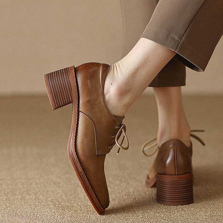 Dwarves High Heel Oxfords & Tie Shoes For Women Block Heels Western R Toe Normal Fit In /