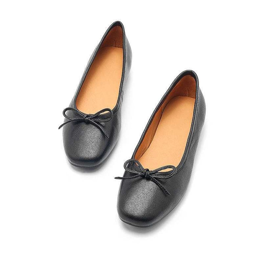 Dwarves Bow-Detail Round Toe Vegetable Tanned Sheepskin Ballerina Shoes In / / /