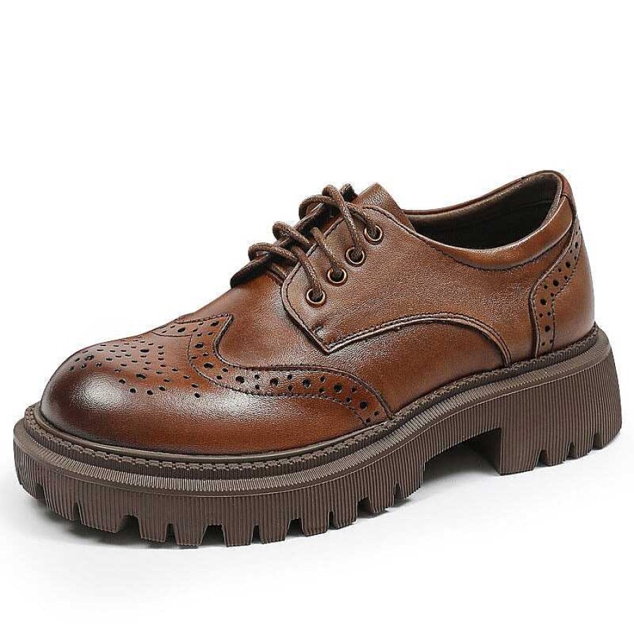 Dwarves Handmade Leather Chunky Wingtip Brogue Oxfords For Women In /