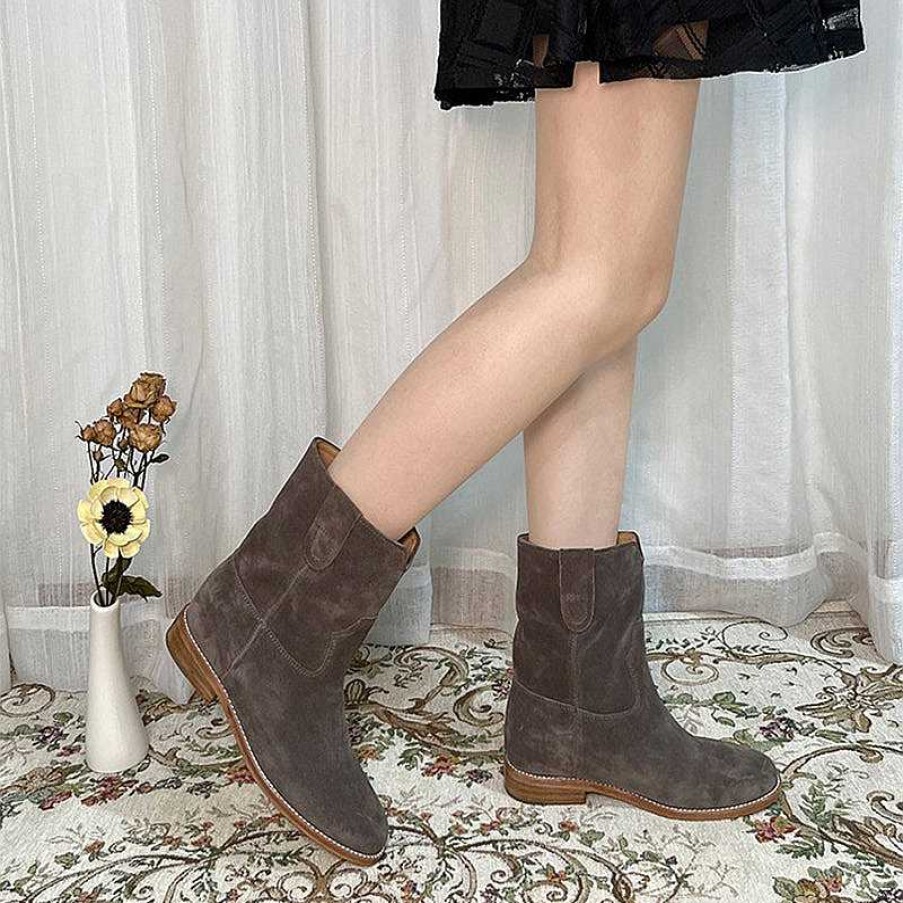 Dwarves Womens Suede Leather Mid Calf Western Cowboy Boots In / / /