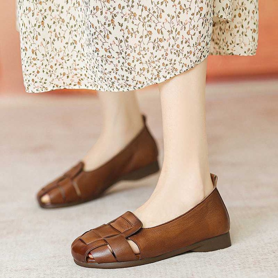 Dwarves Handmade Womens Soft Genuine Leather Loafers Summer Sandals / /