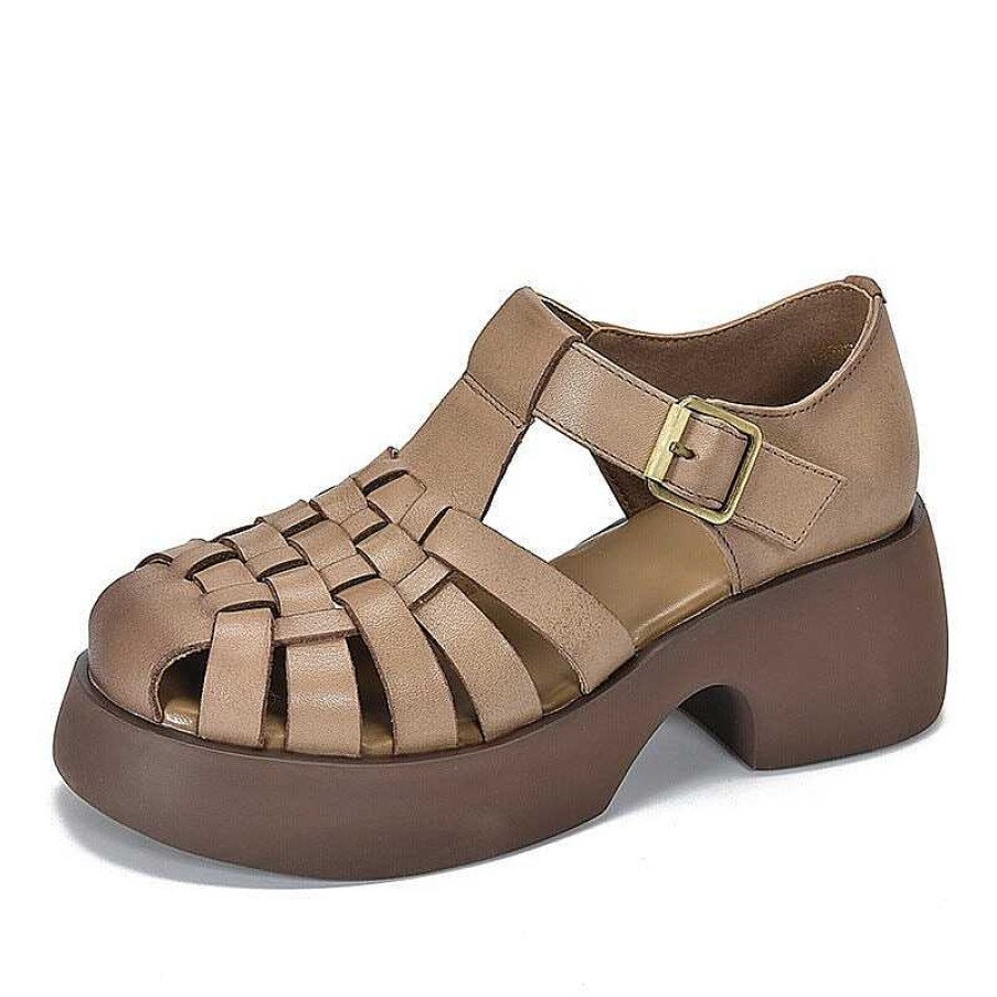 Dwarves Woven Leather Sandal Gladiator Sandals Ankle Strap Block Heel In / /