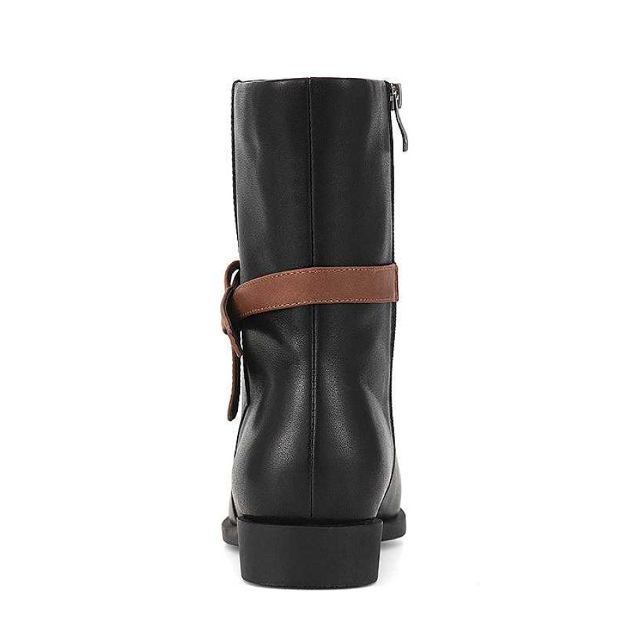 Dwarves Womens Handmade Retro Leather Mid Calf Boots For Cold Winter Classic Martin Boots