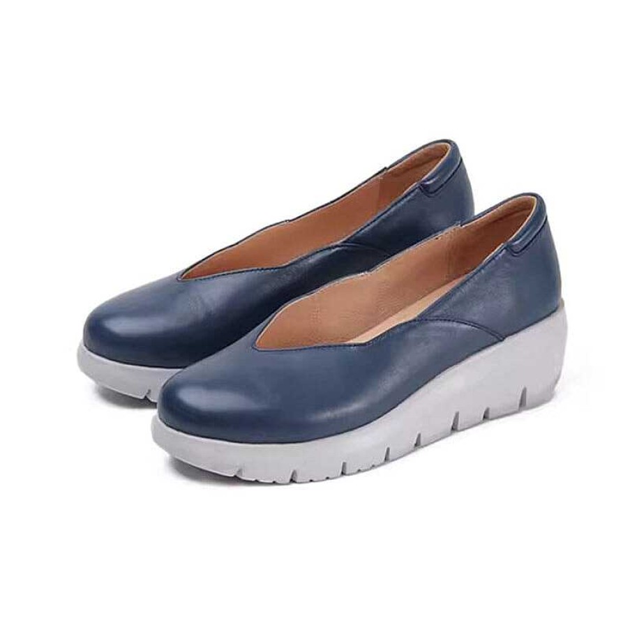 Dwarves Soft Leather Loafers For Women Light Wedge Heel In / / /