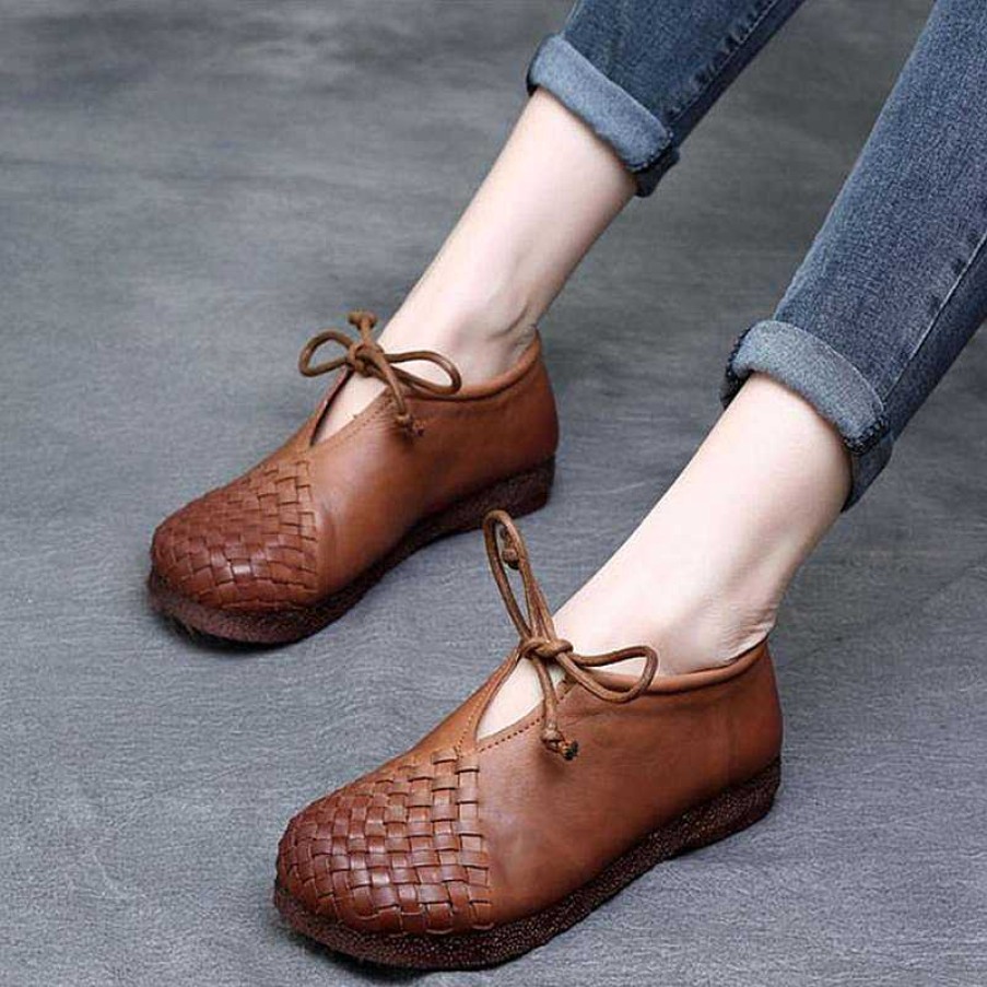 Dwarves Handmade Leather Flats Women Oxford Tie Casual Walking Shoes / /