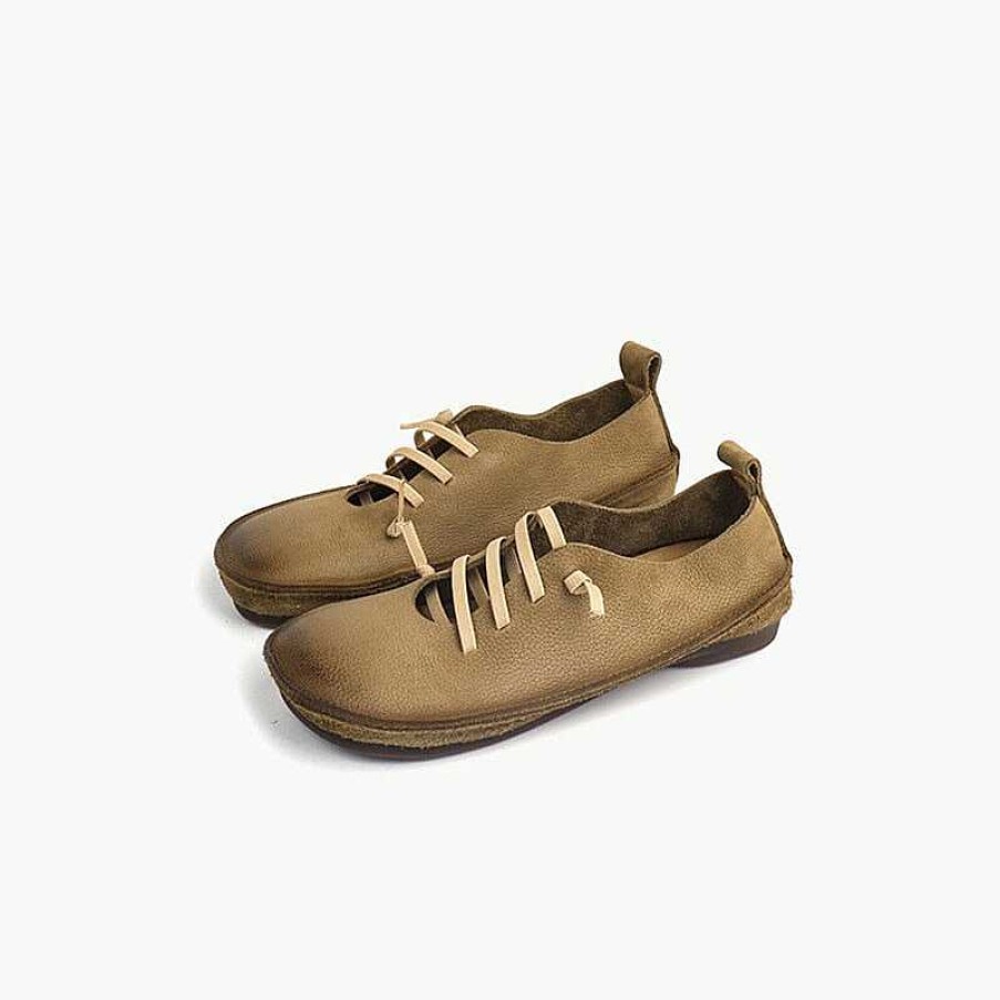 Dwarves Genuine Leather Lace Up Oxfords For Women Handmade Soft Flats In /