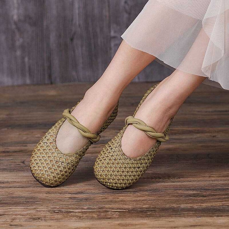 Dwarves Woven Leather Mary Jane Flats In