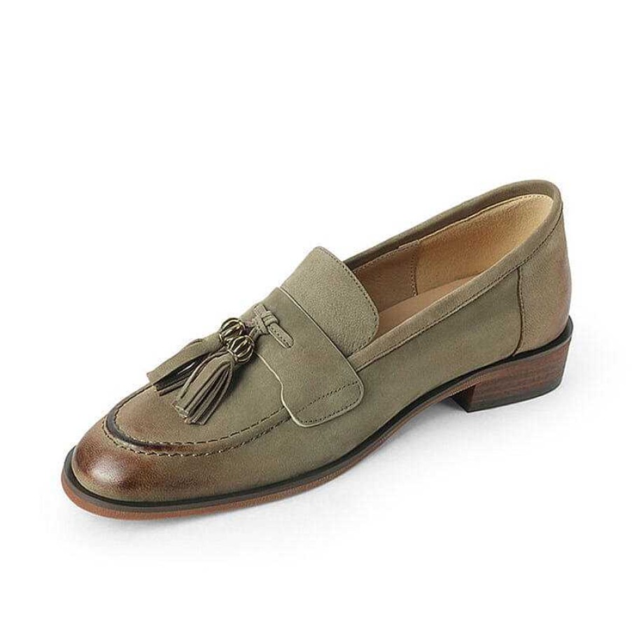 Dwarves Retro Leather Tassels Loafers For Women Round Toe In /