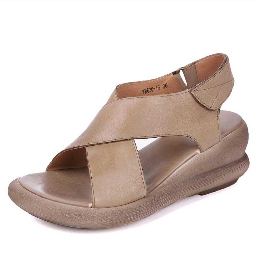 Dwarves Wedge Sandals / Leather Platforms X-Strap Sandals