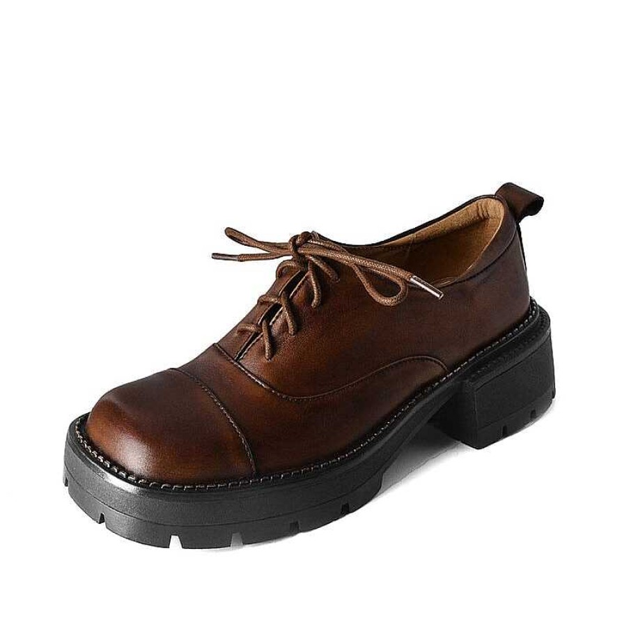 Dwarves Handmade Genuine Leather 40Mm Platform Cap Toe Oxford Shoes In / /