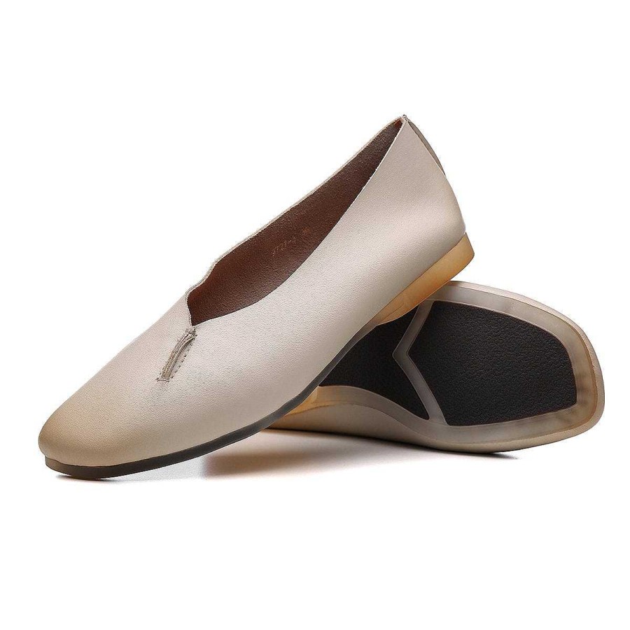 Dwarves Designer Shoes Genuine Leather Slip-On For Women Handmade Flats /