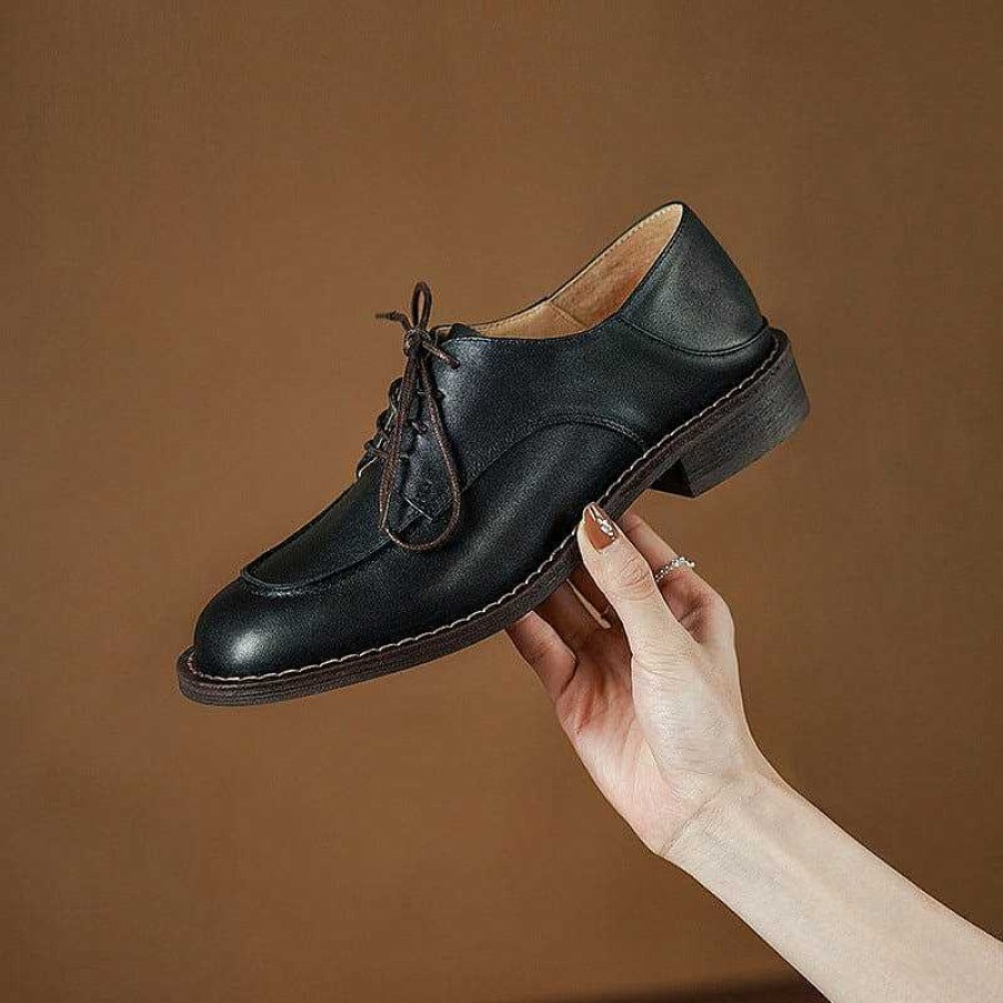 Dwarves Handmade Calfskin Lace Up Oxfords For Women In /