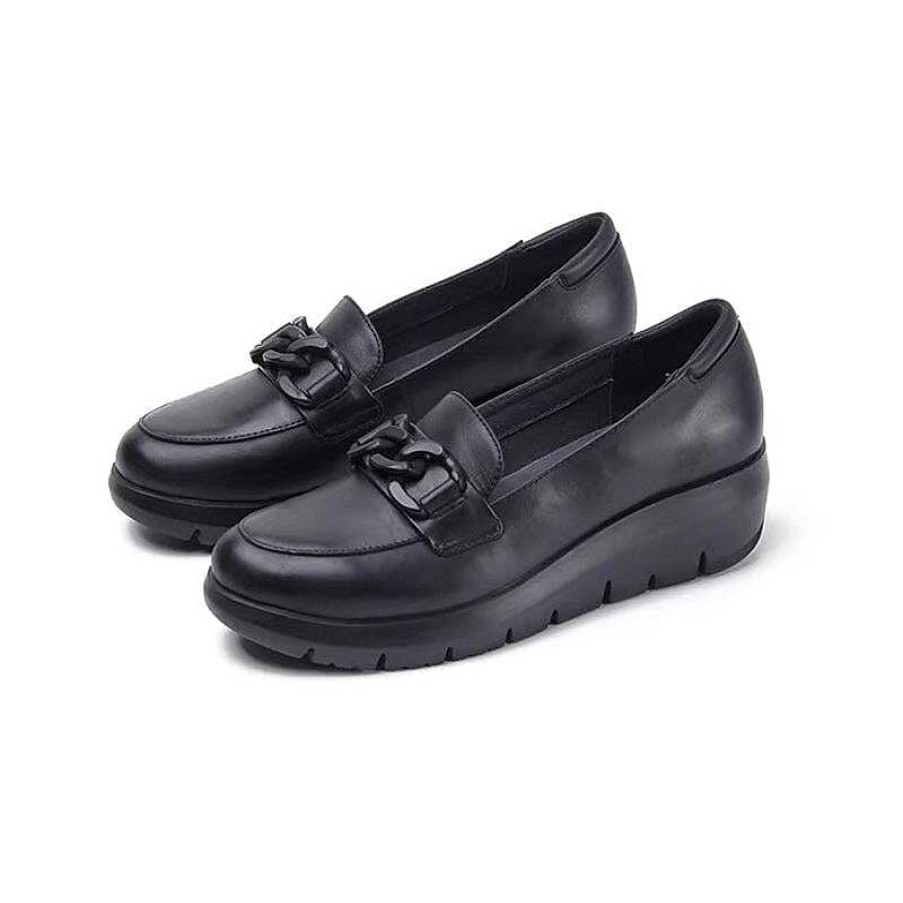 Dwarves Chain-Detailed Leather Loafers For Women Light Wedge Heel In / /