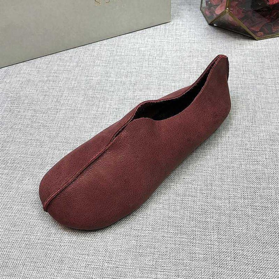 Dwarves Loafers For Women Comfort Leather Handmade Casual Dress Shoes Soft Bottom Flats Khaki/