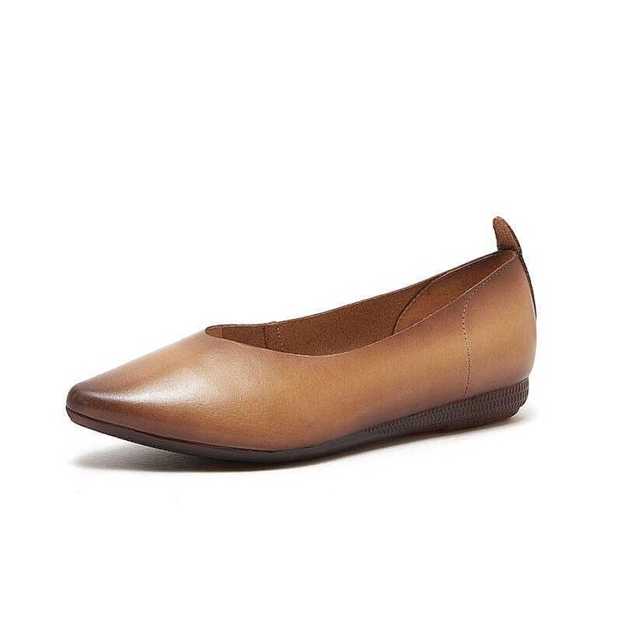 Dwarves Soft Leather Point Toe Flat Shoes In /