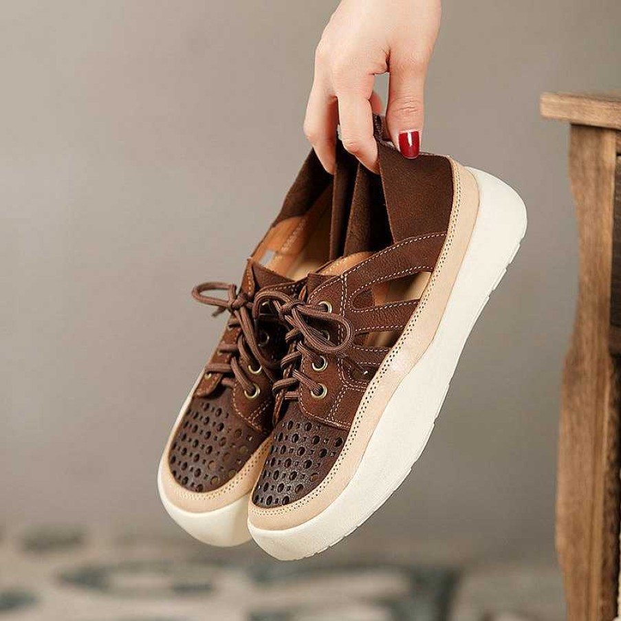 Dwarves Women Handmade Leather Sneakers For Summer /