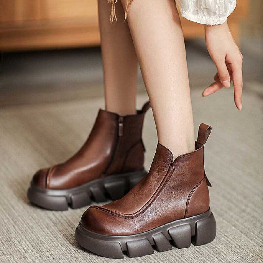 Dwarves 60Mm Platform Boots Classic Women'S Leather Chelsea Boots In /