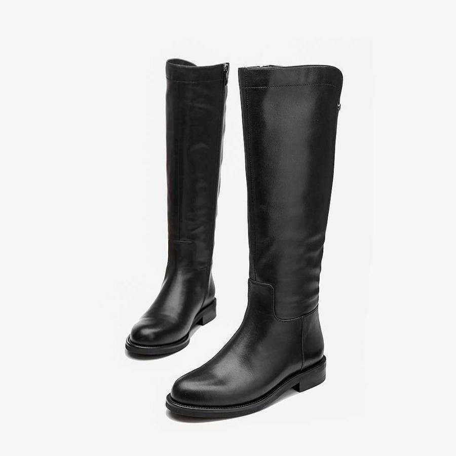 Dwarves Handmade Soft Leather Knee High Boots Side Zip Riding Boots